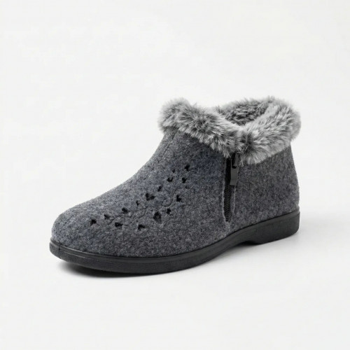 Женские зимние бурки на меху. Серые войлочные ботинки на молнии 36-41 (Бабуши)