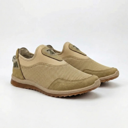 Чоловічі літні сліпони бежеві сітка. Дихаючі мокасини нубук 41-45 (арт. 5798)