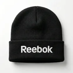 Зимова шапка Reebok чорна в'язана з логотипом. Спортивна шапка унісекс тепла