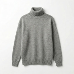 Светр жіночий сірий в'язаний під горло. Теплий гольф-водолазка оверсайз, вовна