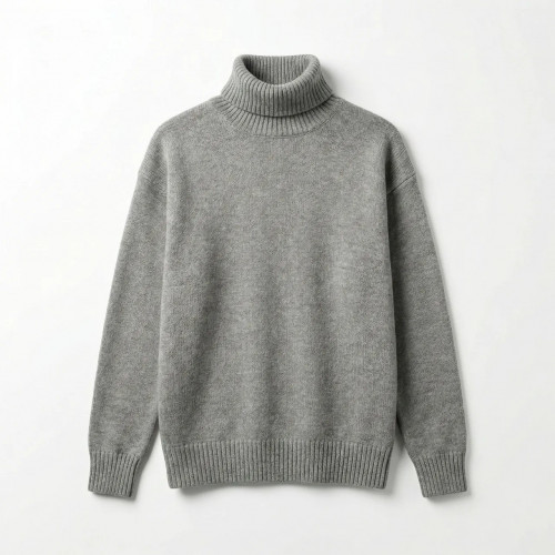 Светр жіночий сірий в'язаний під горло. Теплий гольф-водолазка оверсайз, вовна