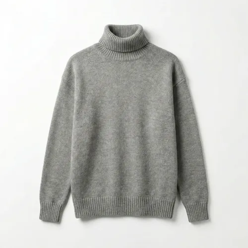 Светр жіночий сірий в'язаний під горло. Теплий гольф-водолазка оверсайз, вовна