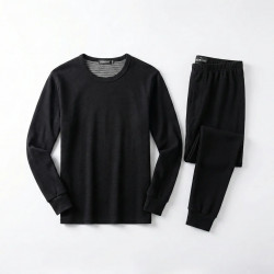 Чоловіча термобілизна BEIBOOS (Комплект: Кофта + Штани). Зимова натільна білизна на манжетах, Чорна