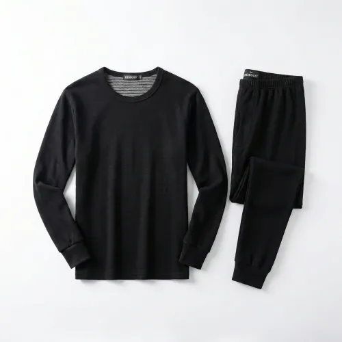 Чоловіча термобілизна BEIBOOS (Комплект: Кофта + Штани). Зимова натільна білизна на манжетах, Чорна