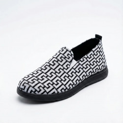 Жіночі текстильні сліпони з геометричним орнаментом, чорно-білі (36-41)