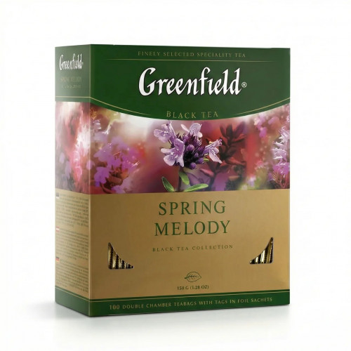 Чай чорний Greenfield Spring Melody 100 пакетиків з чебрецем (150 г) в індивідуальних конвертах
