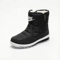 Женские зимние дутики ботинки черные спорт на белой подошве теплые на молнии (36-41) (арт. 7911)