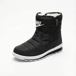 Жіночі зимові дутики черевики чорні спорт на білій підошві теплі на блискавці (36-41)