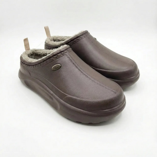 Женские зимние сабо галоши утепленные коричневые на меху пена ЭВА Dago Style (36-41) (арт. 7928)