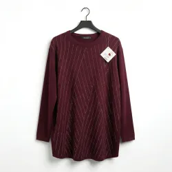 Жіноча туніка G.L.S.A бордова зі стразами, подовжений светр батал, ошатна кофта великого розміру