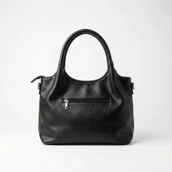 Жіноча сумка чорна на плече з кишенями, м'яка сумка-тоут з еко-шкіри класична базова