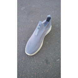 Кроссовки мокасины мужские сетка  в сером цвете