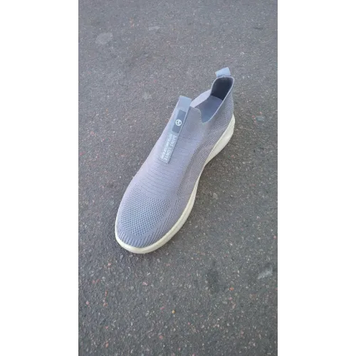 Кросівки мокасини чоловічі сітка в сірому кольорі