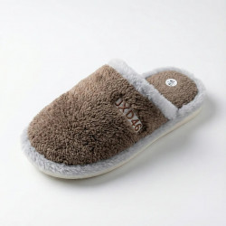 Мужские плюшевые тапочки (Коричневые/Капучино). Теплые комнатные тапочки 41-45