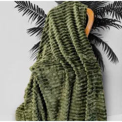 Плед велсофт м'яка полоска Євро Розміру 200-220см колір оливковий