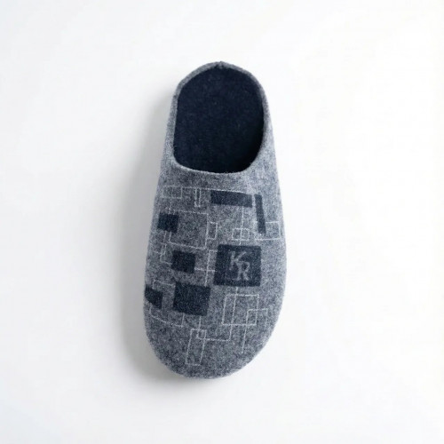 Чоловічі кімнатні тапочки повстяні Klerotex сірі з геометрією (41-45)