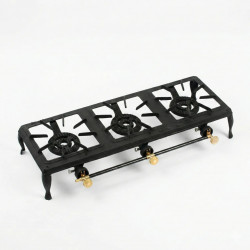 Чугунная газовая плита GB-03 на 3 конфорки (75 см). Усиленный таганок под автоклав, казан и выварку