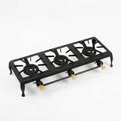 Чавунна газова плита GB-03 на 3 конфорки (75 см). Посилений таганок під автоклав, казан та виварку