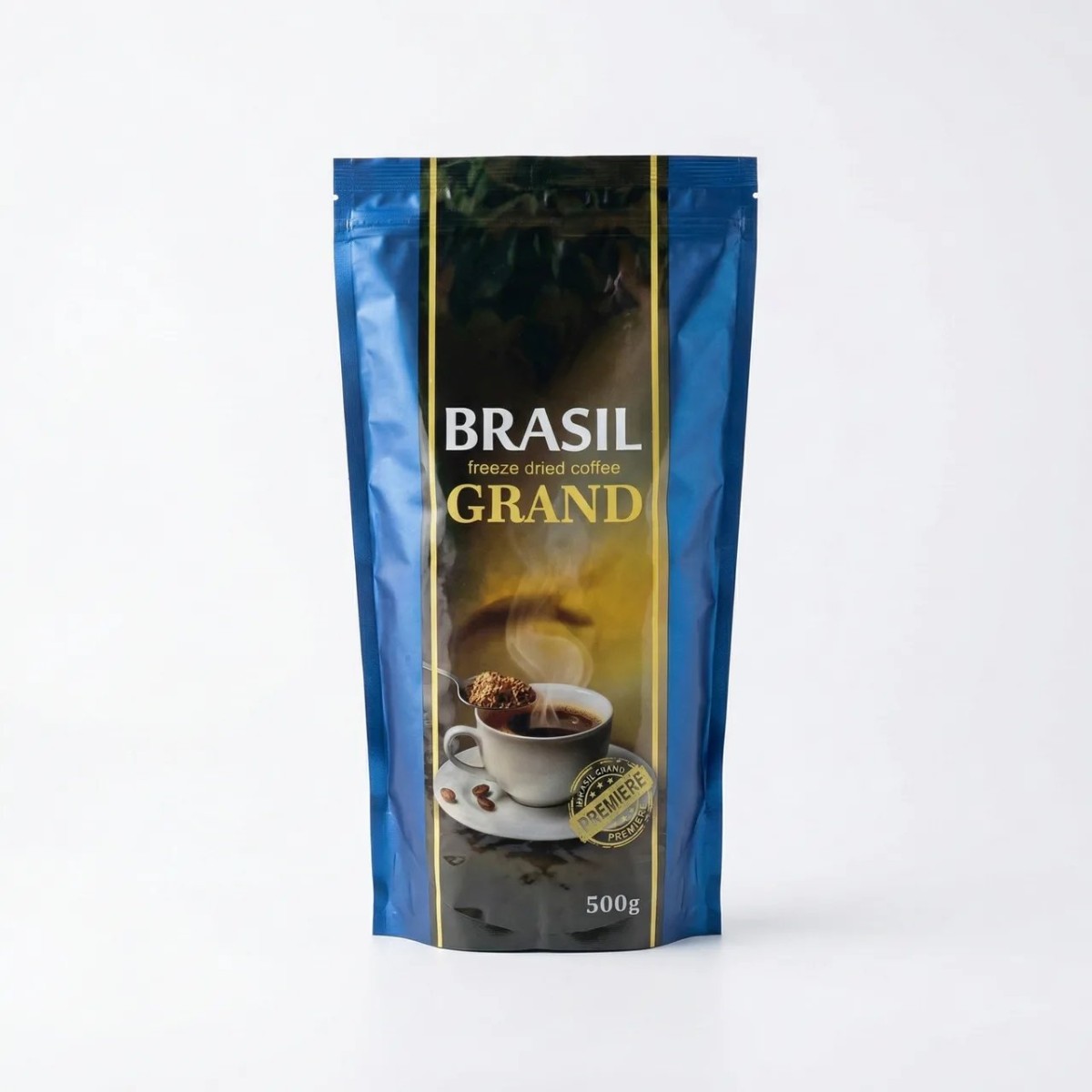 Кофе растворимый Brasil Grand 500 г | Сублимированный кофе, Синяя пачка, Выгодная цена (арт. 4389)