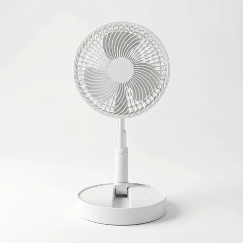 Вентилятор акумуляторний складаний телескопічний (USB зарядка) — Портативний настільний та підлоговий вентилятор 2в1 Білий