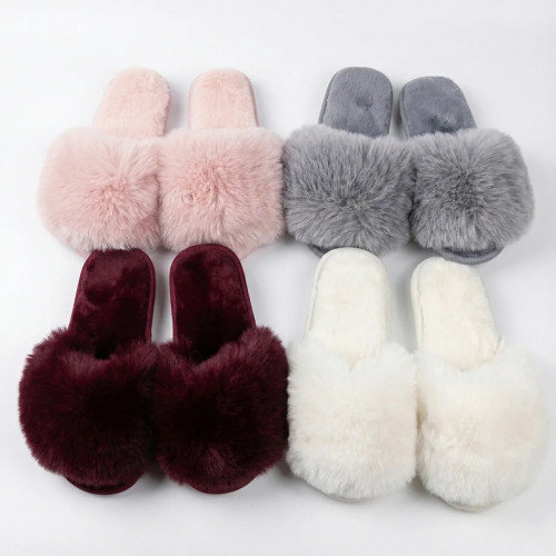 Жіночі домашні капці Пухнастики з еко-хутра Кавовий (арт. 7290)