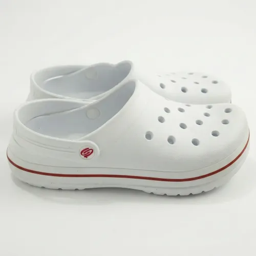 Сабо крокси (пінка) білі з червоною смужкою | Чоловічі, Медичне взуття, Розміри 40-46