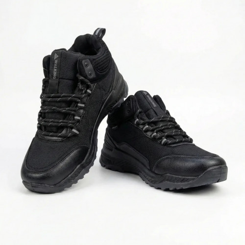 Чоловічі зимові кросівки на хутрі Walking Чорні. Теплі трекінгові черевики (41-45 р) (арт. 7020)
