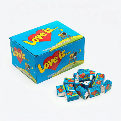 Жевательная резинка Love is... Клубника-Банан, блок жвачек 100 шт, ностальгический подарок