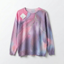 Женский джемпер G.L.S.A с мраморным принтом, яркая кофта розово-фиолетовая, нарядный свитер абстракция