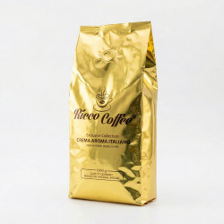 Кава в зернах Ricco Coffee Crema Aroma Italiano 1 кг | Німецька якість, М'яка кава з пінкою, Exclusive Collection