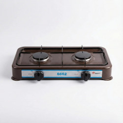 Газова плита настільна Domotec MS-6662 (2 конфорки). Коричневий таганок під балон