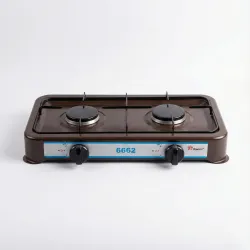 Газова плита настільна Domotec MS-6662 (2 конфорки). Коричневий таганок під балон