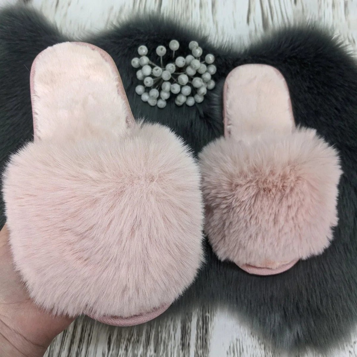 Меховые тапочки женские мех искусственный песец 36 - 41 (арт. 5550)