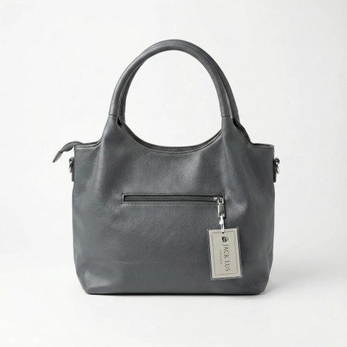 Сумка женская на плечо графит, вместительная сумка-тоут с передними карманами эко-кожа Jack Lu