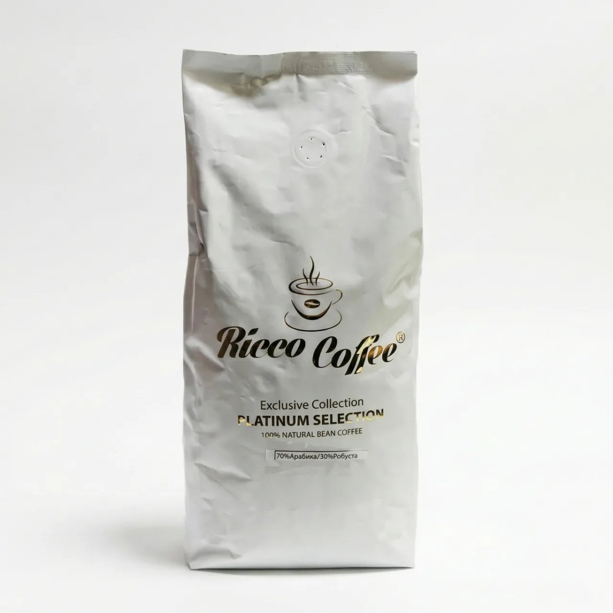 Кава в зернах Ricco Coffee Platinum Selection 1 кг | Купаж Арабіка 70% / Робуста 30%, Німецька якість (арт. 4435)