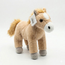 Мягкая игрушка Лошадь плюшевая 25 см. Детская лошадка стоячая (Коричневая / Бежевая)