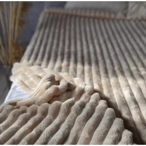 Плед Шарпей м'яка смужка Євро Розміру 200-220 см колір Пісочний (арт. 7206)