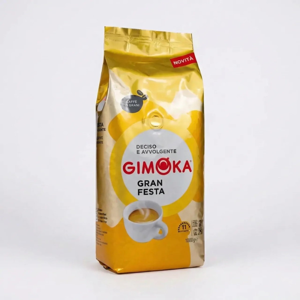 Кава в зернах Gimoka Gran Festa 1 кг | Насичена італійська кава, Інтенсивність 11, Золота пачка (арт. 4263)