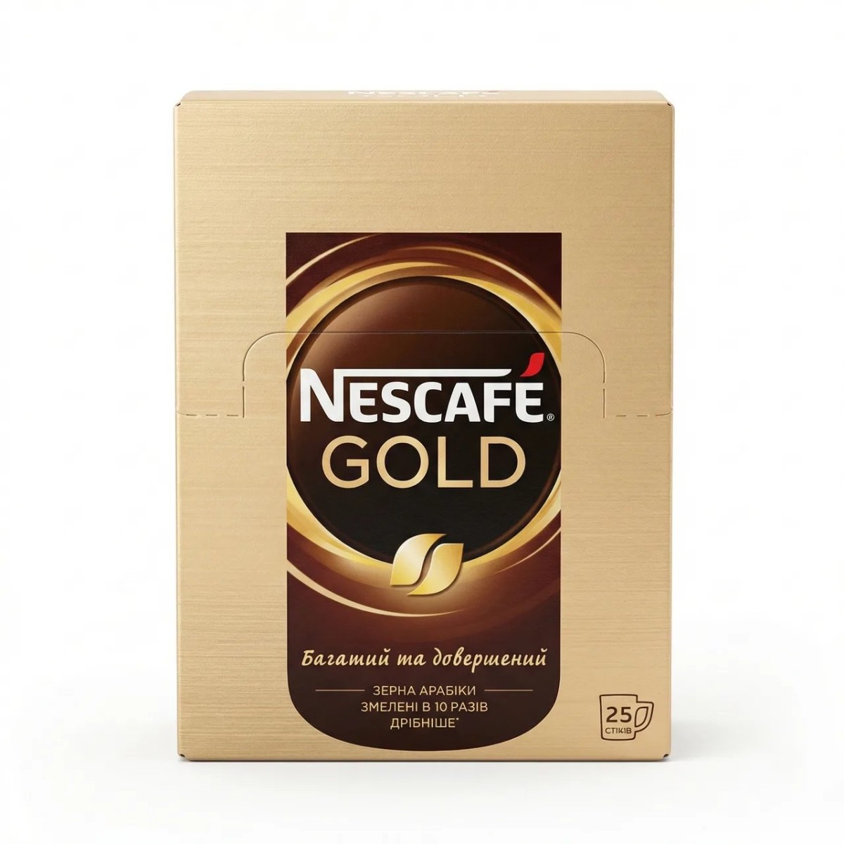 Кава розчинна Nescafé Gold 25 стіків (упаковка) | 100% Арабіка, Змелена в 10 разів дрібніше, Преміум (арт. 4298)