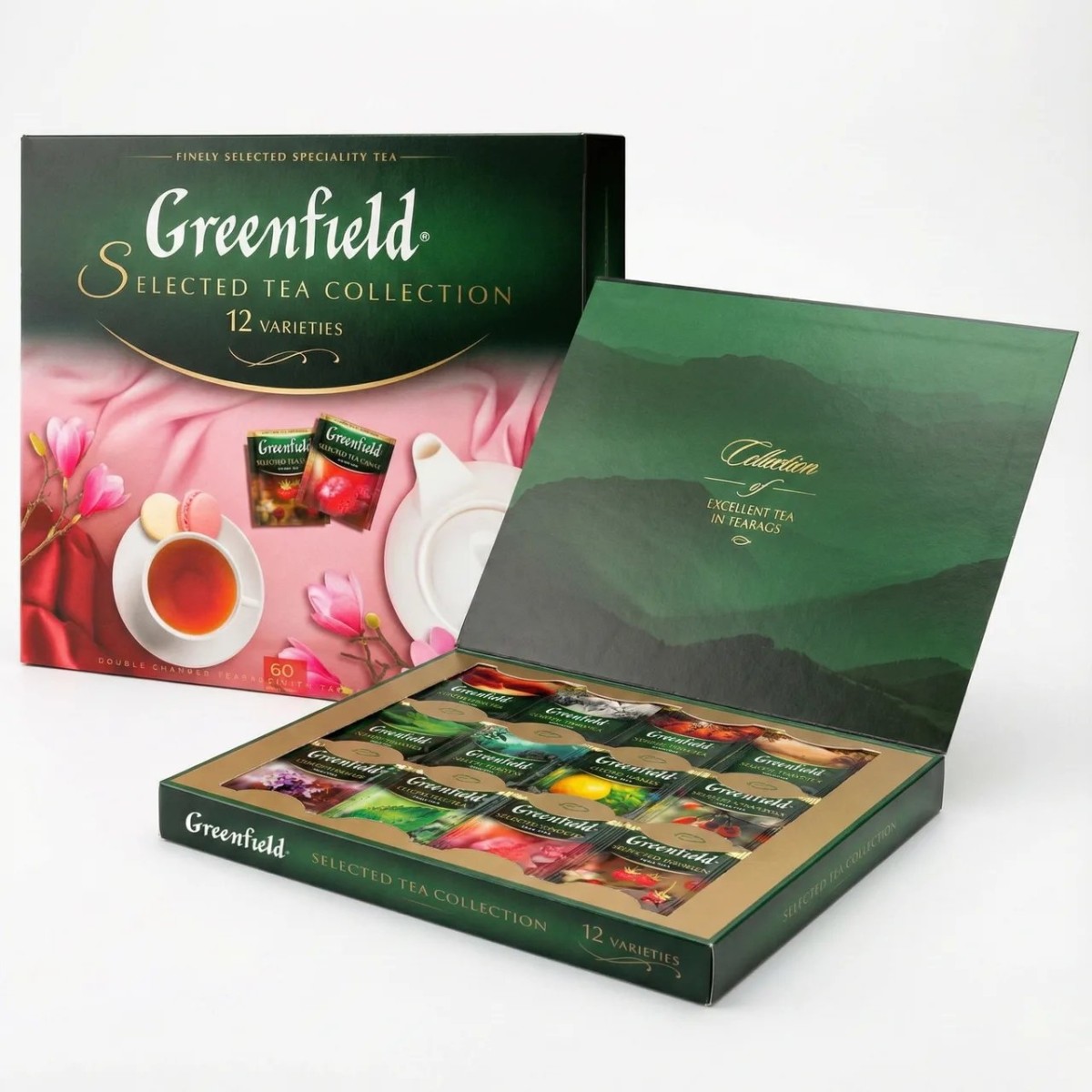 Набір чаю Greenfield Selected Tea Collection 12 видів (60 пакетів). Подарунковий набір чаю в пакетиках (арт. 7861)