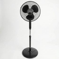 Вентилятор підлоговий KDE 40 см 45 Вт (UEF-C40A2-2). Чорний потужний вентилятор на круглій підставці