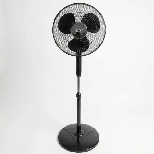 Вентилятор підлоговий KDE 40 см 45 Вт (UEF-C40A2-2). Чорний потужний вентилятор на круглій підставці