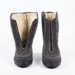 Бурки суконные зимние на липучке. Темно-серые чуни для широкой ноги и проблемных ног. Размеры 38-42