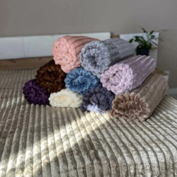 Плед Шарпей м'яка смужка Євро Розміру 200-220 см колір Світло-сірий