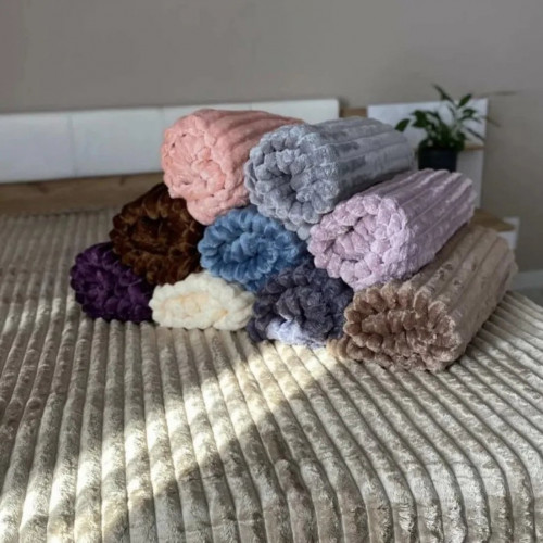 Плед Шарпей мягкая полоска Евро Размера 200-220см цвет Светло-серый (арт. 6668)