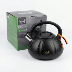 Чайник со свистком 3.0 л Krauff Bruno черный мраморный. Нержавеющая сталь, индукция