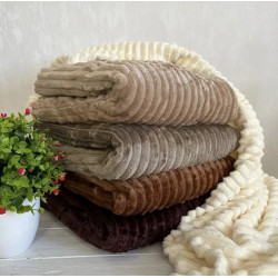 Плед Шарпей широка полоска двуспального розміру 180-200см. колір Молочний шоколад