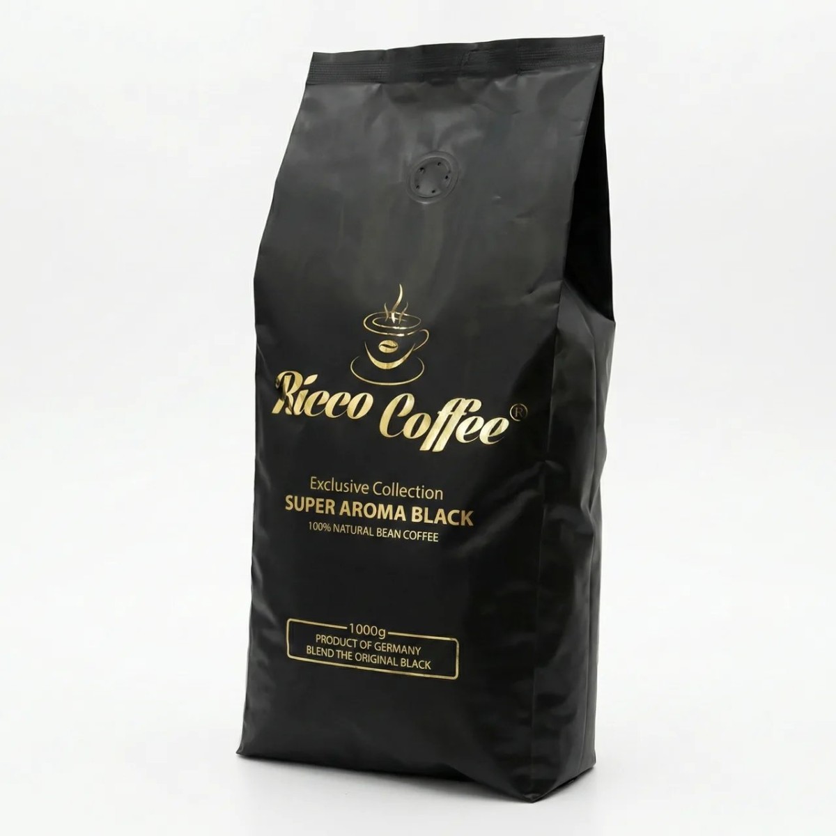 Кава в зернах Ricco Coffee Super Aroma Black 1 кг | Екстра міцна кава, Німецька якість, Для еспресо (арт. 4437)