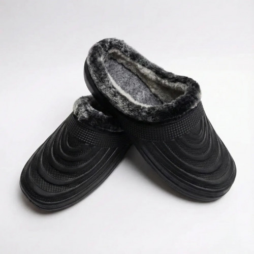 Мужские зимние галоши сабо утепленные. Черные галоши из пены ЭВА (волна) 41-45 (арт. 4608)