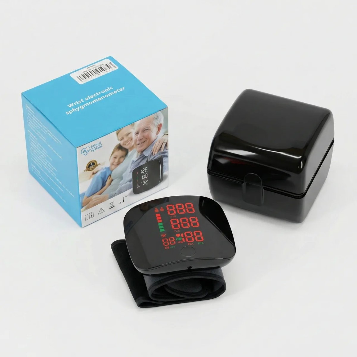 Тонометр автоматичний на зап'ястя чорний акумуляторний (USB Type-C). Портативний вимірювач тиску у футлярі (арт. 9020)